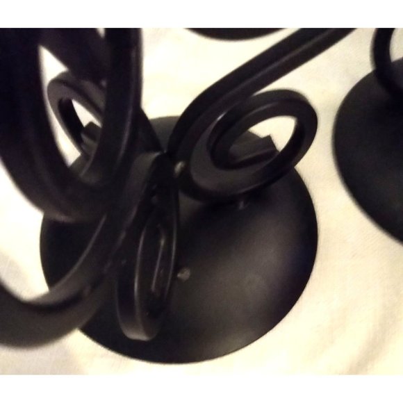 Black Wrought Iron Graduated Tier Scrollwork Pillar Candlestick Holder Set of 3 - Picture 8 of 11